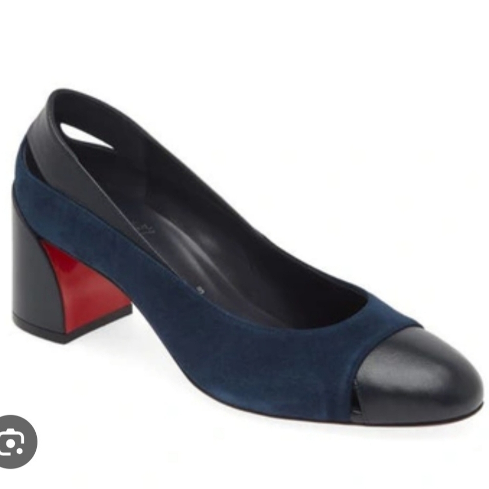 $945 Christian Louboutin MISS DUVETTE 55 Cutout Pumps Marine EU 39.5 US 9.5 NIB